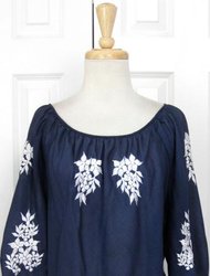 Vtg 70's Blue & White Embroidered Boho Tent Top 1.jpeg