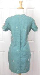 Vtg 60's Green Floral Embroidered Shift Party Dress2.jpeg