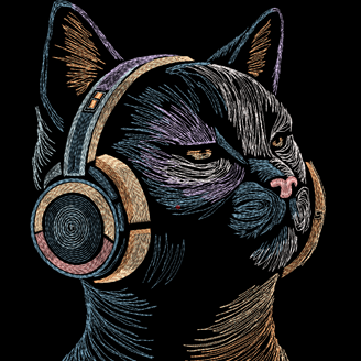 Изображение "Котэ Пётр-интроверт" дизайн машинной вышивки 