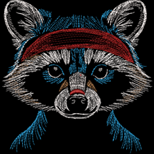 Изображение "Енот Строчкин" дизайн машинной вышивки 