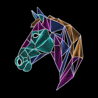 Изображение "Геометрический конь" дизайн машинной вышивки 