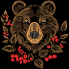 Изображение "Медведь хохлома" ДИЗАЙН машинной вышивки 