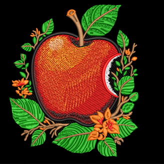 Изображение "Яблоко" дизайн машинной вышивки 