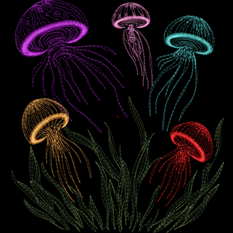 Изображение "Морские соседи" дизайн машинной вышивки 