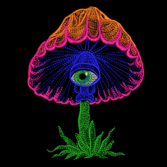 Изображение "Всевидящий гриб" ДИЗАЙН машинной вышивки 
