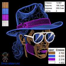 Изображение "Майкл Джексон" дизайн машинной вышивки 