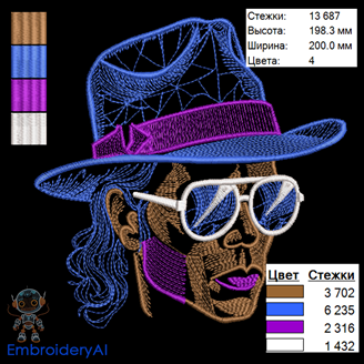 Изображение "Майкл Джексон" дизайн машинной вышивки 