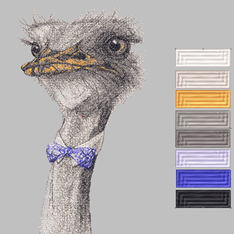 Изображение "Страус" дизайн машинной вышивки 