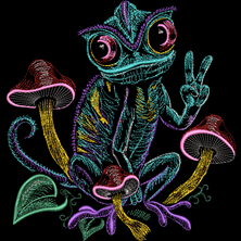 Изображение "Хамелионыч" дизайн машинной вышивки 