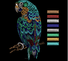 Изображение "Попугай" ДИЗАЙН машинной вышивки 