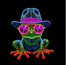 Изображение "Лягушка на стиле" дизайн машинной вышивки 