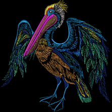 Изображение "Пеликаша" дизайн машинной вышивки 