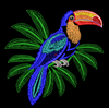 Изображение "Тукан в листве" дизайн машинной вышивки 