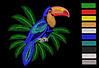 Изображение "Тукан в листве" дизайн машинной вышивки 