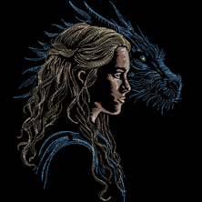 Изображение  "Мать Драконов" дизайн машинной вышивки 