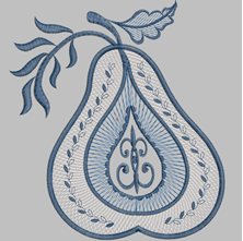 Изображение "Груша небесная гжель" дизайн машинной вышивки 