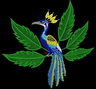 Изображение "Райская птица" дизайн машинной вышивки 