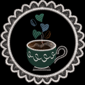 Изображение "Подставка: Утренний кофе" дизайн машинной вышивки 