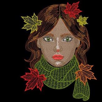 Изображение "Девушка-Осень" дизайн машинной вышивки 