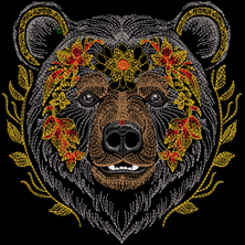 Изображение "Цветочный медведь" ДИЗАЙН машинной вышивки 
