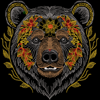 Изображение "Цветочный медведь" ДИЗАЙН машинной вышивки 