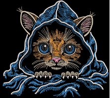 Изображение "Котя в капюшоне" дизайн машинной вышивки 