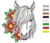 Изображение "Конь в цветах" дизайн машинной вышивки 