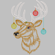 Изображение "Олень на праздник" ДИЗАЙН машинной вышивки 