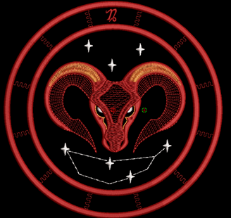 Изображение "Козерог" дизайн машинной вышивки 