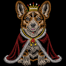 Изображение "Корги-Ваше Величество" дизайн машинной вышивки 