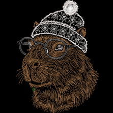 Изображение "Капибара в шапке" дизайн машинной вышивки 
