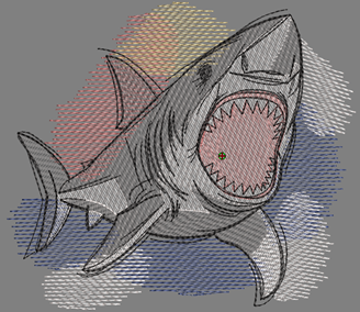 Изображение  "Акула" дизайн машинной вышивки 