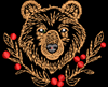 Изображение "Медведь хохлома" ДИЗАЙН машинной вышивки 