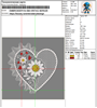 Изображение "Сердце в ромашках" дизайн машинной вышивки 