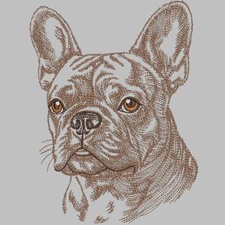 Изображение "Французский бульдог" дизайн машинной вышивки 