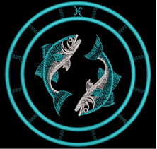 Изображение "Рыбы" дизайн машинной вышивки 