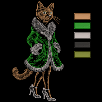 Изображение "Кошка-кокетка" дизайн машинной вышивки 
