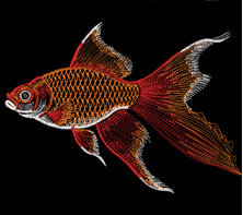 Изображение "Золотая рыбка" дизайн машинной вышивки 