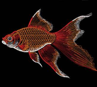 Изображение "Золотая рыбка" дизайн машинной вышивки 