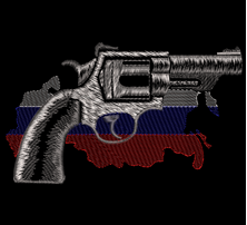 Изображение "Флаг и револьвер" дизайн машинной вышивки 