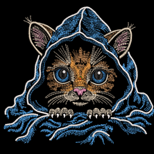Изображение "Котя в капюшоне" дизайн машинной вышивки 
